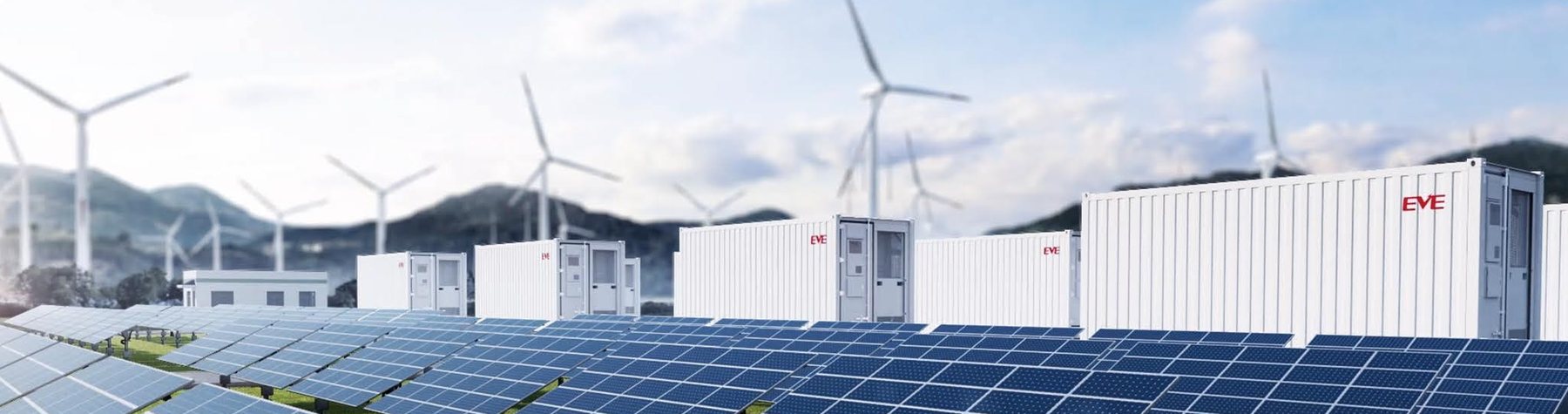 Containerised battery storage at a solar farm